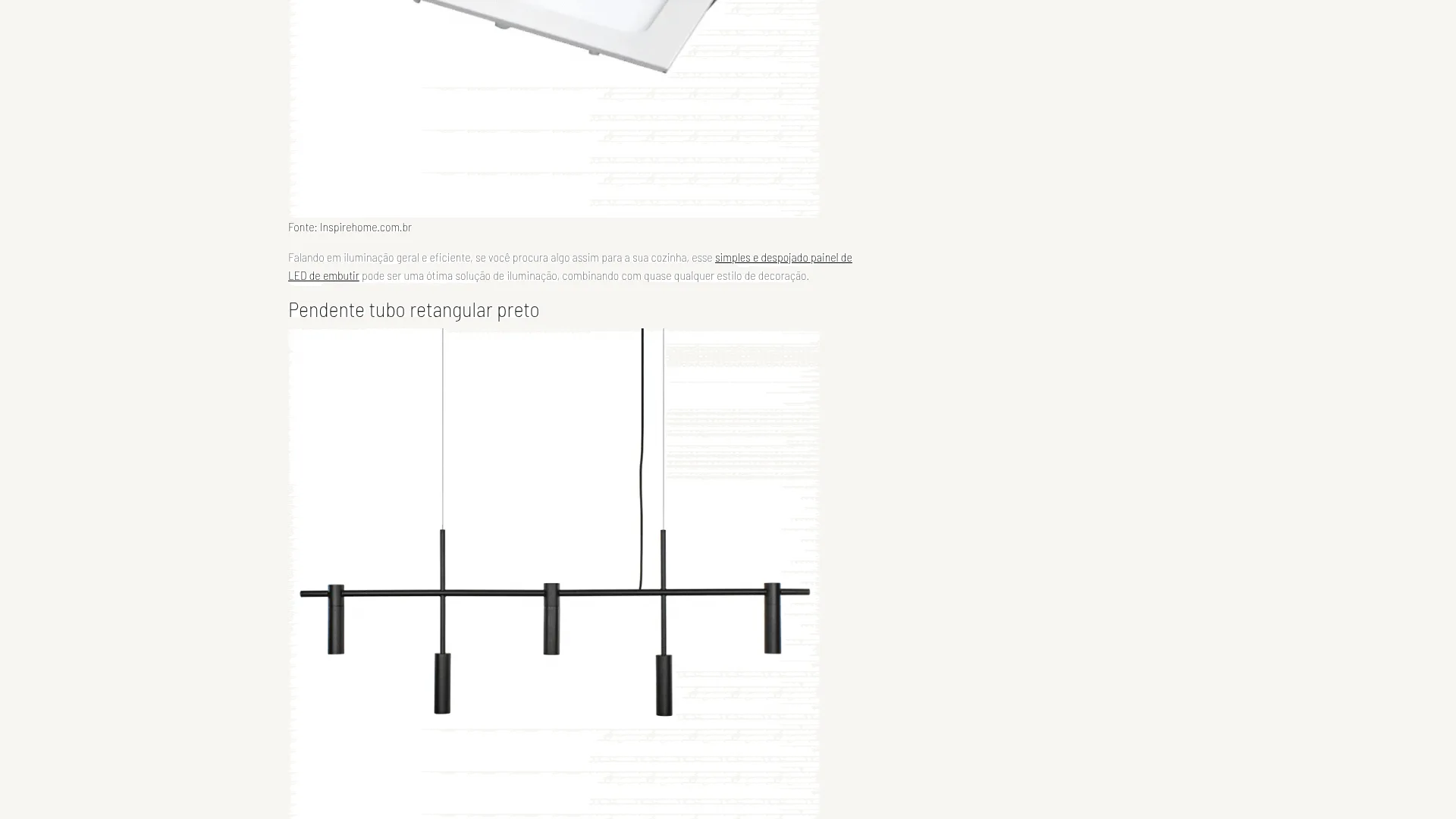 Artigo da Inspire Home com recomendações de produtos no conteúdo editorial.